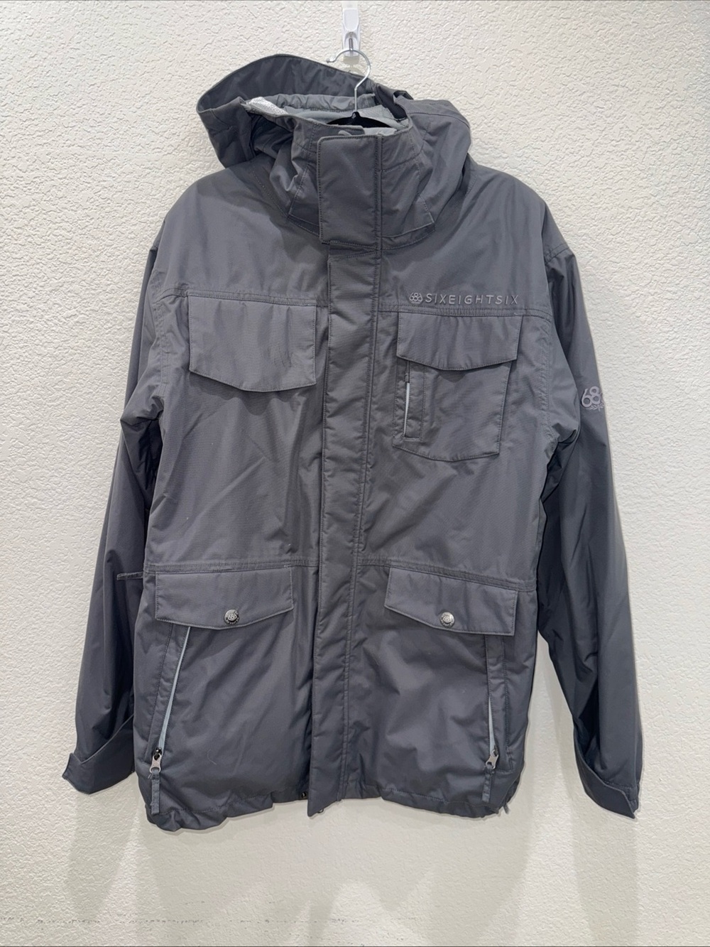 686 Smarty 3-in-1 Snowboard Jacket Men’s M Gray Waterproof Hooded Ski Coat